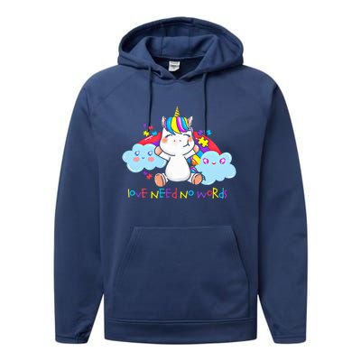 Autism Unicorn Gift Performance Fleece Hoodie