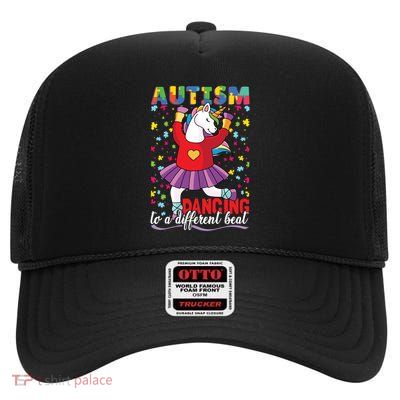 Autism Unicorn Gift High Crown Mesh Back Trucker Hat