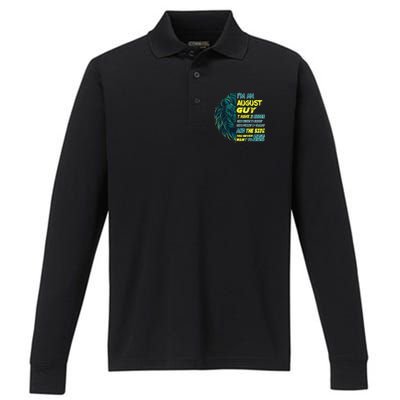 August Birthday Guy Has 3 Sides Sweet Funny Crazy  Performance Long Sleeve Polo