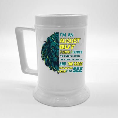 August Birthday Guy Has 3 Sides Sweet Funny Crazy  Beer Stein