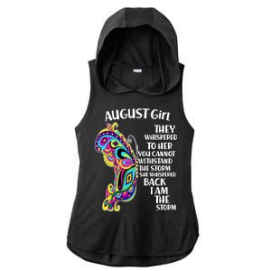 August Girl Paisley Butterfly Ladies PosiCharge Tri-Blend Wicking Draft Hoodie Tank