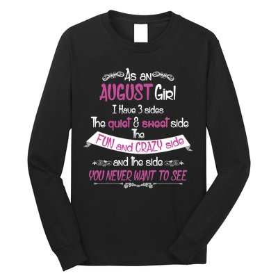 August Girl Sweet But Crazy Funny Birthday Long Sleeve Shirt