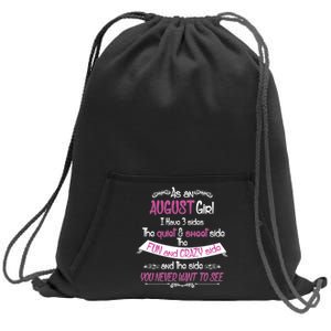 August Girl Sweet But Crazy Funny Birthday Sweatshirt Cinch Pack Bag