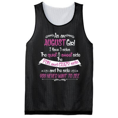 August Girl Sweet But Crazy Funny Birthday Mesh Reversible Basketball Jersey Tank