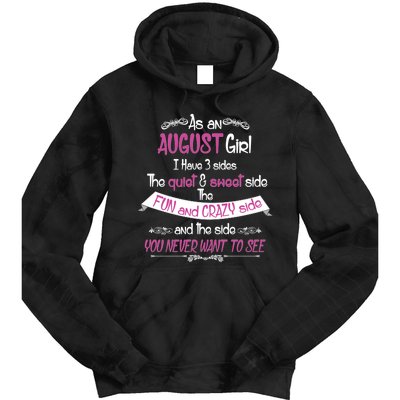 August Girl Sweet But Crazy Funny Birthday Tie Dye Hoodie