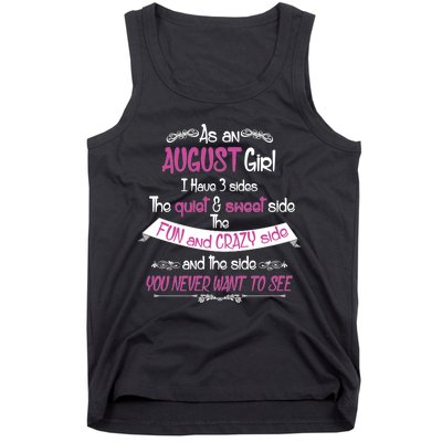 August Girl Sweet But Crazy Funny Birthday Tank Top