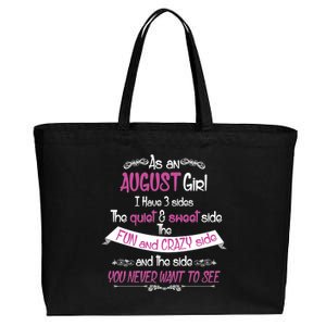 August Girl Sweet But Crazy Funny Birthday Cotton Canvas Jumbo Tote