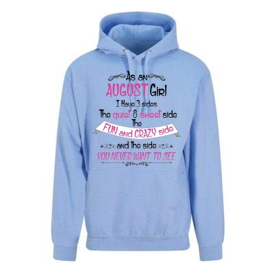 August Girl Sweet But Crazy Funny Birthday Unisex Surf Hoodie