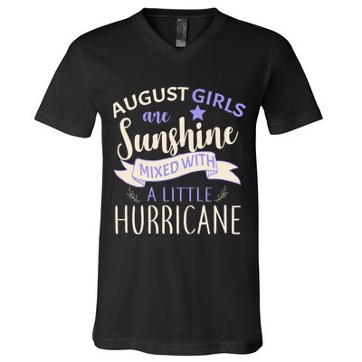 August Girls Are Sunshine Mixed With Hurricane V-Neck T-Shirt