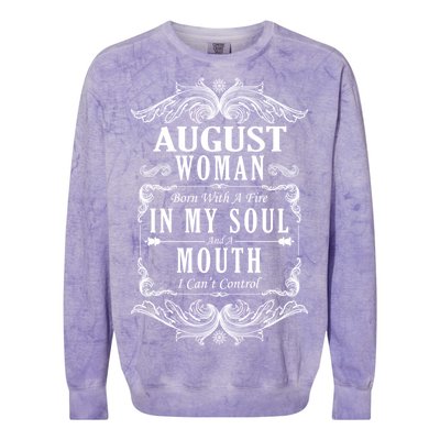 August Woman Funny Birthday Colorblast Crewneck Sweatshirt