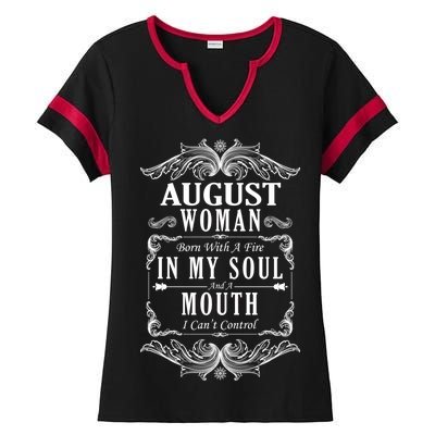 August Woman Funny Birthday Ladies Halftime Notch Neck Tee