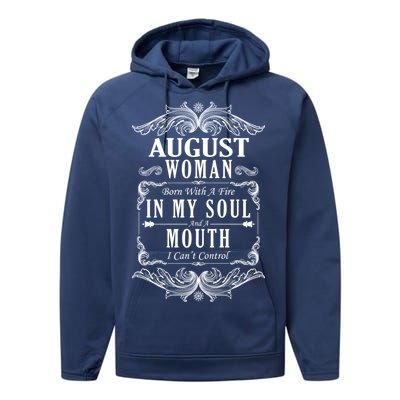 August Woman Funny Birthday Performance Fleece Hoodie