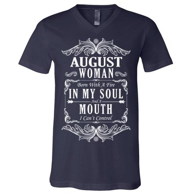 August Woman Funny Birthday V-Neck T-Shirt