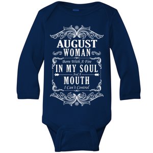 August Woman Funny Birthday Baby Long Sleeve Bodysuit