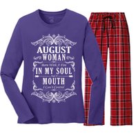 August Woman Funny Birthday Women's Long Sleeve Flannel Pajama Set 