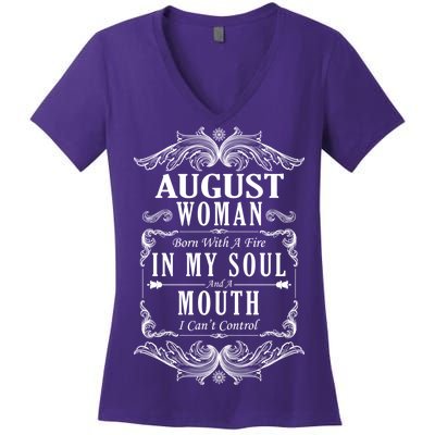 August Woman Funny Birthday Women's V-Neck T-Shirt