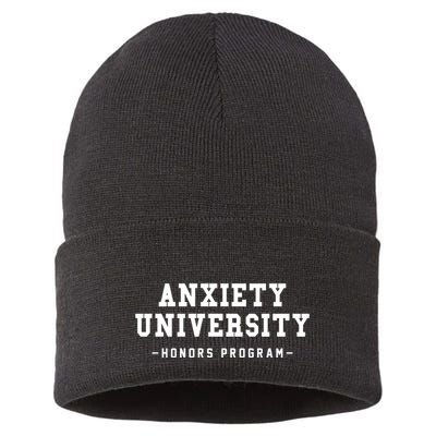 Anxiety University Honors Program Funny Mental Health Gifts Sustainable Knit Beanie