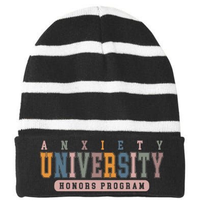 Anxiety University Honors Program Striped Beanie with Solid Band