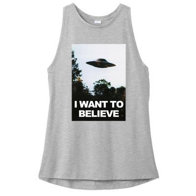 Alien Ufo Hunter I Want To Believe Ladies PosiCharge Tri-Blend Wicking Tank