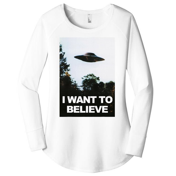 Alien Ufo Hunter I Want To Believe Women's Perfect Tri Tunic Long Sleeve Shirt