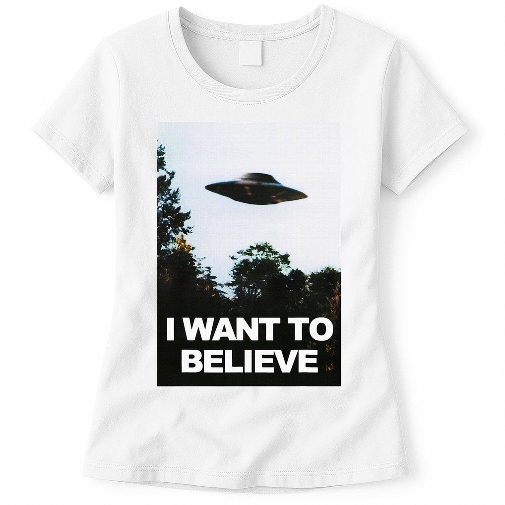 Alien Ufo Hunter I Want To Believe Womens T-Shirt
