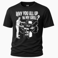 All Up In My Grill Barbecue BBQ Smoker Father's Day Cooling Performance Crew T-Shirt