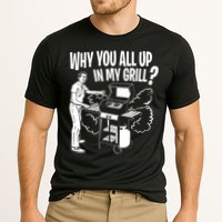 All Up In My Grill Barbecue BBQ Smoker Father's Day Cooling Performance Crew T-Shirt