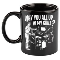 All Up In My Grill Barbecue BBQ Smoker Father's Day 11oz C Handle Ceramic Mug