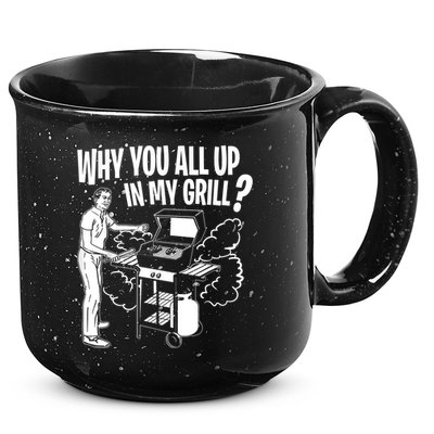 All Up In My Grill Barbecue BBQ Smoker Father's Day 15oz Campfire Ceramic Mug