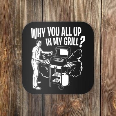 All Up In My Grill Barbecue BBQ Smoker Father's Day Coaster