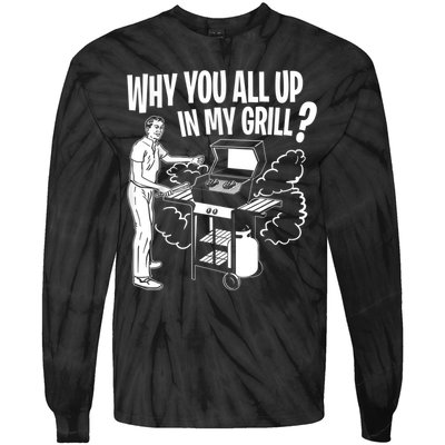 All Up In My Grill Barbecue BBQ Smoker Father's Day Tie-Dye Long Sleeve Shirt