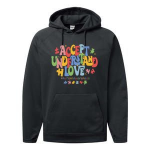 Accept Understand Love Autism Awareness Performance Fleece Hoodie