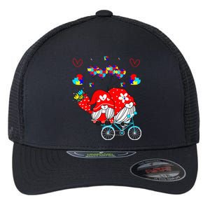 Accept Understand Love Autism Awareness Gnome Valentine Day Flexfit Unipanel Trucker Cap