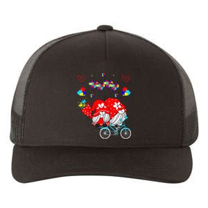 Accept Understand Love Autism Awareness Gnome Valentine Day Yupoong Adult 5-Panel Trucker Hat