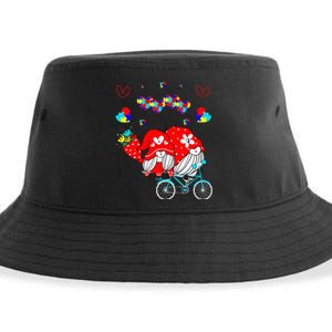 Accept Understand Love Autism Awareness Gnome Valentine Day Sustainable Bucket Hat