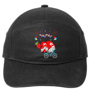 Accept Understand Love Autism Awareness Gnome Valentine Day 7-Panel Snapback Hat