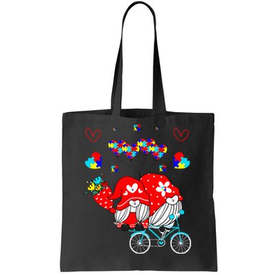 Accept Understand Love Autism Awareness Gnome Valentine Day Tote Bag