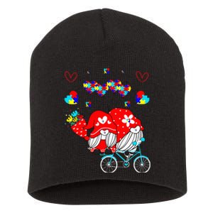 Accept Understand Love Autism Awareness Gnome Valentine Day Short Acrylic Beanie