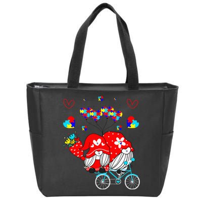 Accept Understand Love Autism Awareness Gnome Valentine Day Zip Tote Bag