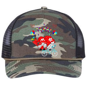 Accept Understand Love Autism Awareness Gnome Valentine Day Retro Rope Trucker Hat Cap