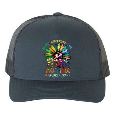 Accept Understand Love Autism Awareness Sunflower Puzzle Pieces Yupoong Adult 5-Panel Trucker Hat