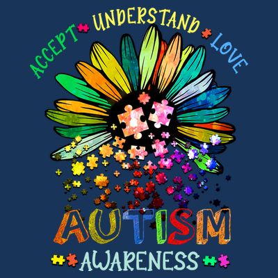 Accept Understand Love Autism Awareness Sunflower Puzzle Pieces T-Shirt