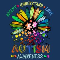 Accept Understand Love Autism Awareness Sunflower Puzzle Pieces Zip Tote Bag