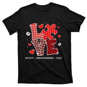 Accept Understand Love Autism Awareness Gnome Valentines Day T-Shirt