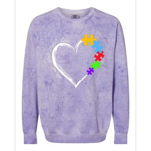 Accept Understand Love Autism Awareness Puzzle Heart Colorblast Crewneck Sweatshirt