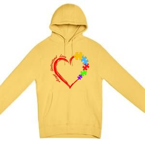 Accept Understand Love Autism Awareness Puzzle Heart Premium Pullover Hoodie