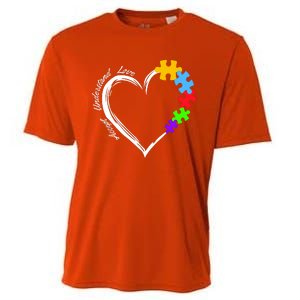 Accept Understand Love Autism Awareness Puzzle Heart Cooling Performance Crew T-Shirt