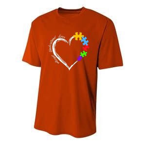 Accept Understand Love Autism Awareness Puzzle Heart Youth Performance Sprint T-Shirt