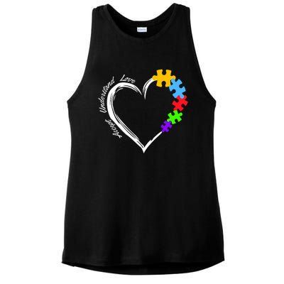 Accept Understand Love Autism Awareness Puzzle Heart Ladies PosiCharge Tri-Blend Wicking Tank