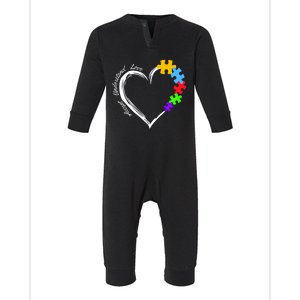 Accept Understand Love Autism Awareness Puzzle Heart Infant Fleece One Piece